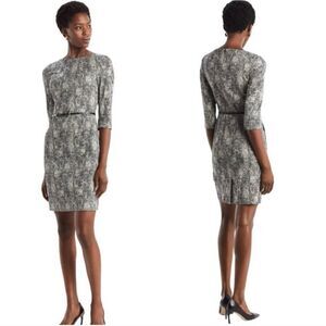 MM Lafleur Etsuko Sheath Dress Sz 10 Crackle Black White Workwear Office Career